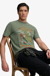 Superdry T-shirt de manga curta com estampado japon&ecirc;s na frente