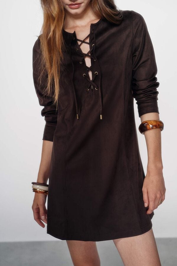 High Spirits Vestido de fita castanho