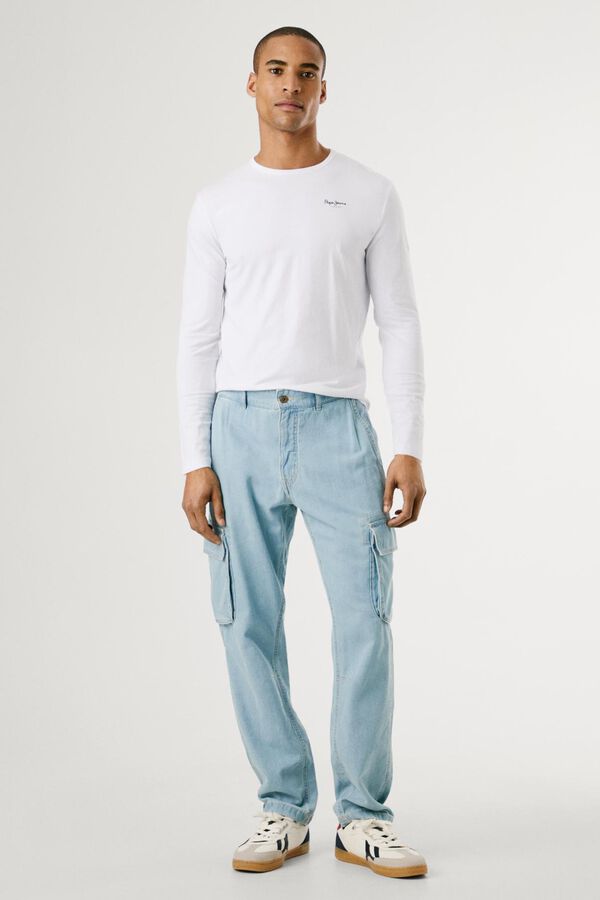Pepe Jeans Camiseta Slim Fit Manga Longa branco