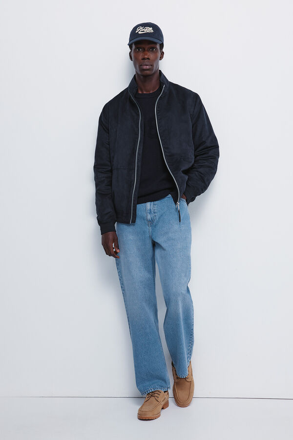 Springfield Blusão acolchoado com efeito de camurça azul