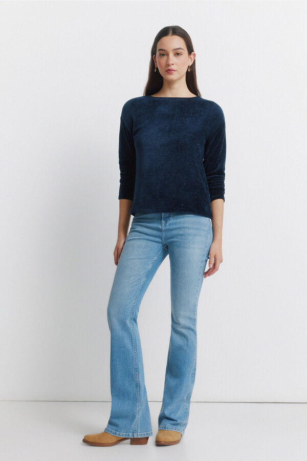 Springfield T-shirt cravejada de chenille azul