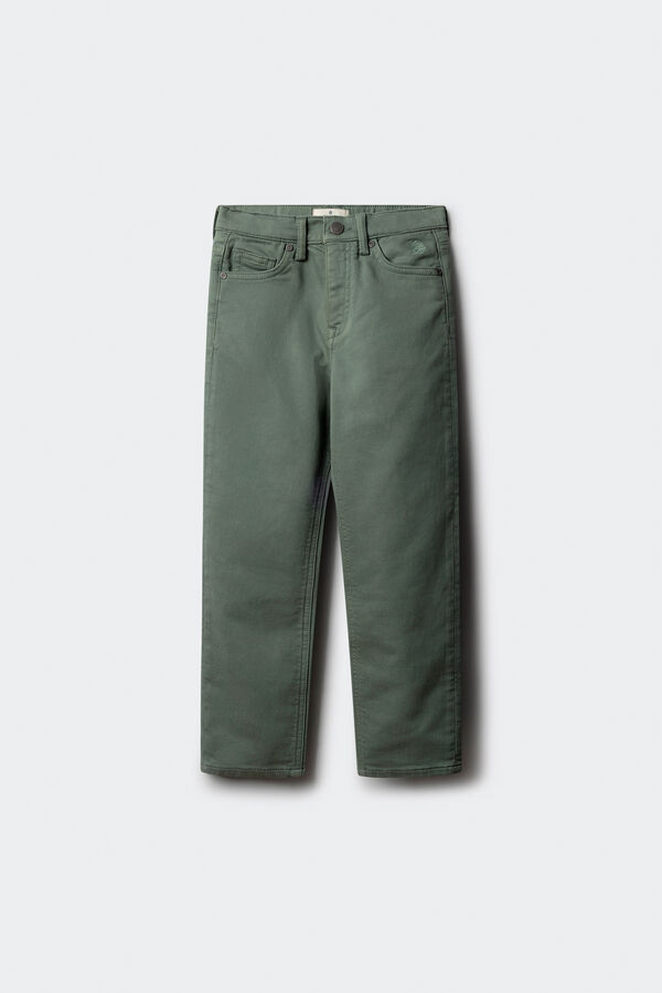 Springfield Kids Calça amarela slim fit de 5 bolsos para meninos verde
