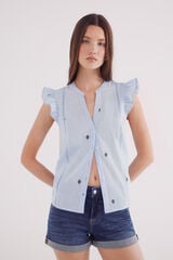 Springfield Blusa bordada geométrica azul