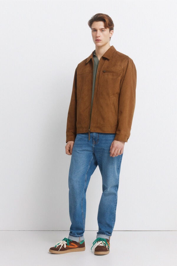 Springfield Blus&atilde;o efeito camur&ccedil;a castanho