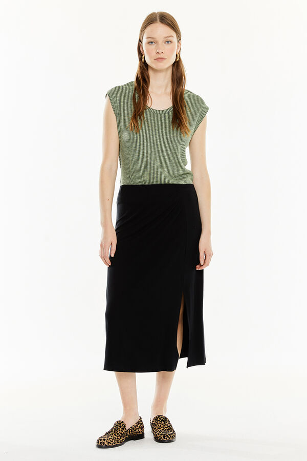 System Action Long flared skirt black