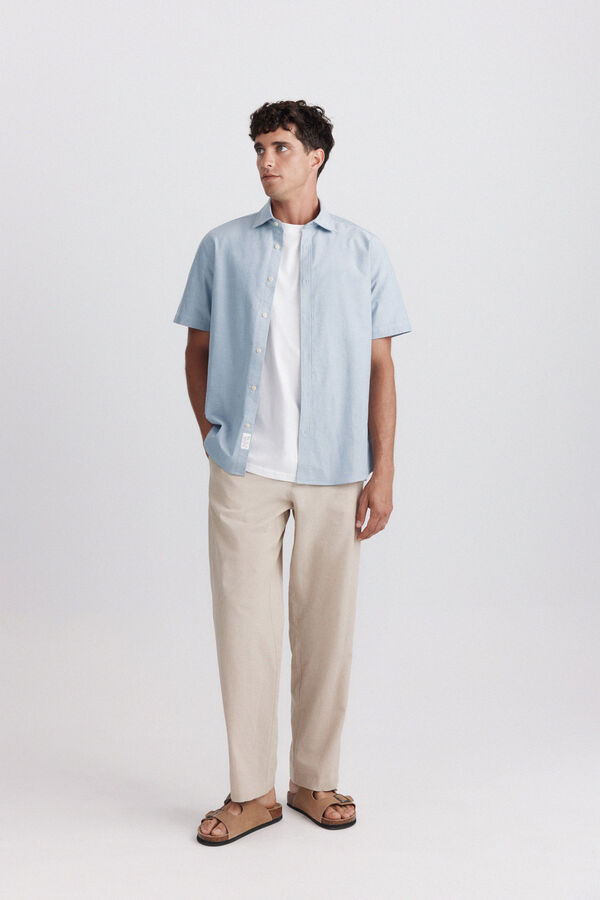 Springfield Short sleeve oxford shirt blue