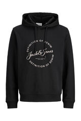 Jack & Jones PLUS Sweatshirt com capuz em algod&atilde;o preto