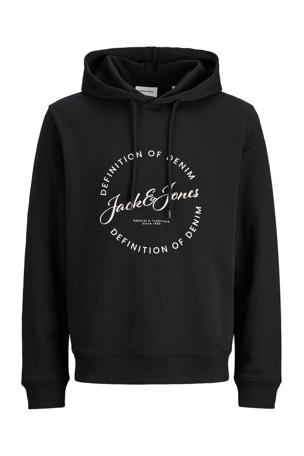 Jack & Jones PLUS Sweatshirt com capuz em algod&atilde;o preto