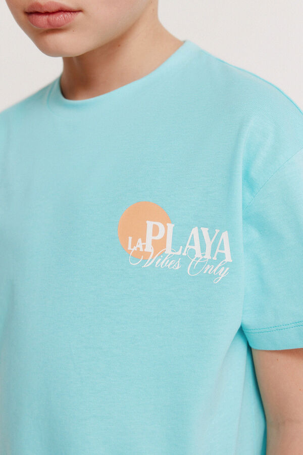 Springfield Kids T-shirt manga curta de praia de menino preto