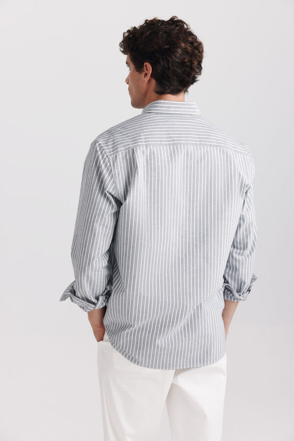 Springfield Camisa oxford &agrave;s riscas cinzento