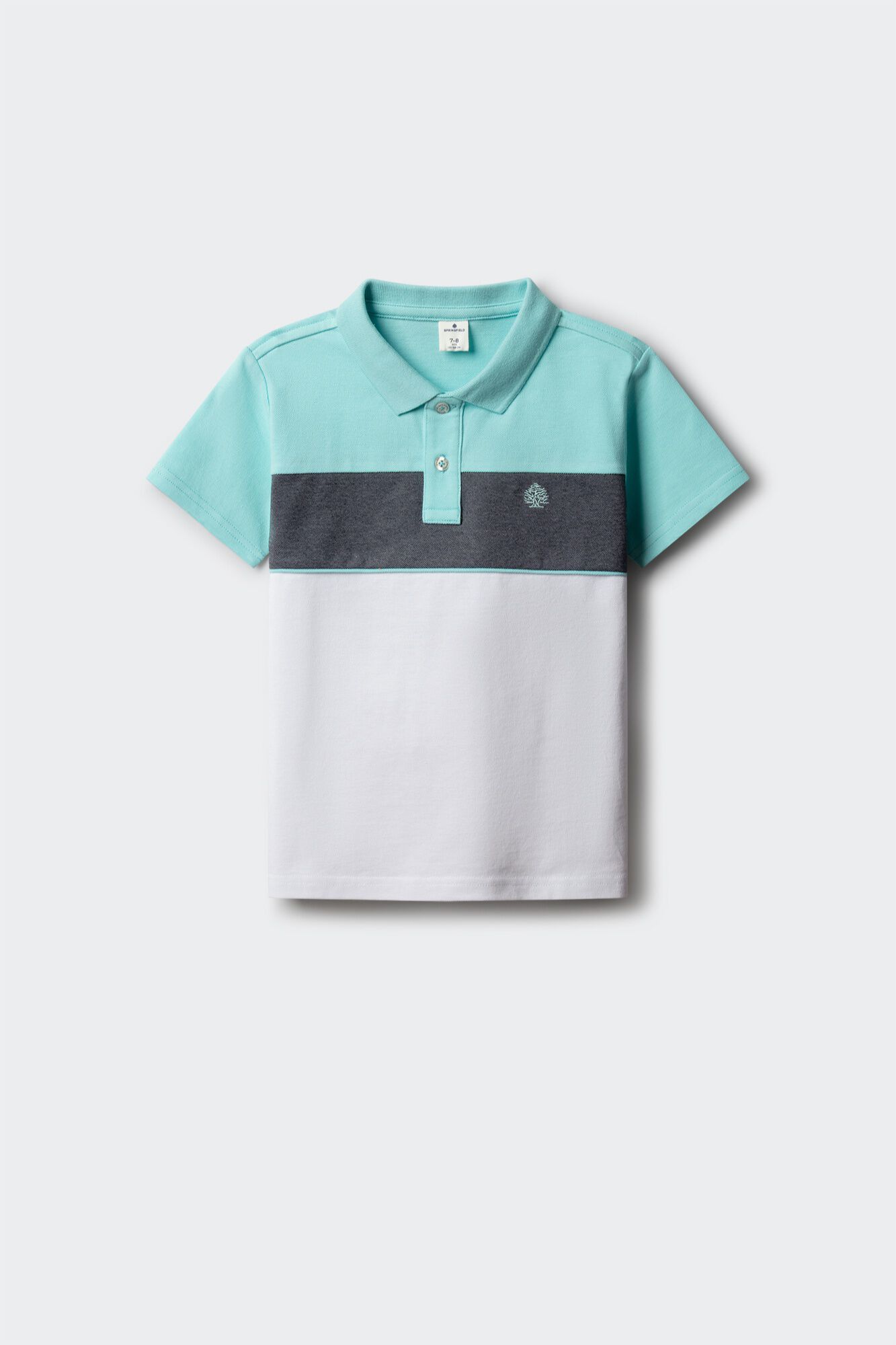 Springfield Kids Polo de menino em oxford de corte e costura