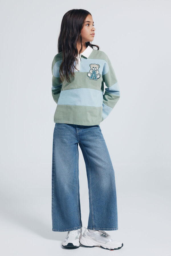 Springfield Kids denim jeans culotte para meninas azul