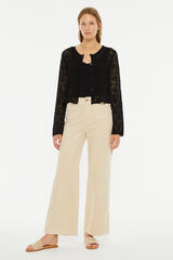 Springfield Long wide-leg trousers in stretch micro corduroy fabric brown