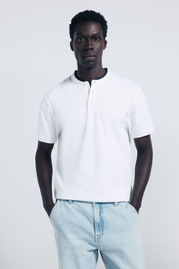 Springfield Polo piqué cuello mao slim fit blanco