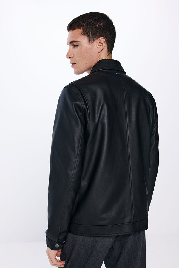 Springfield Faux leather biker jacket black