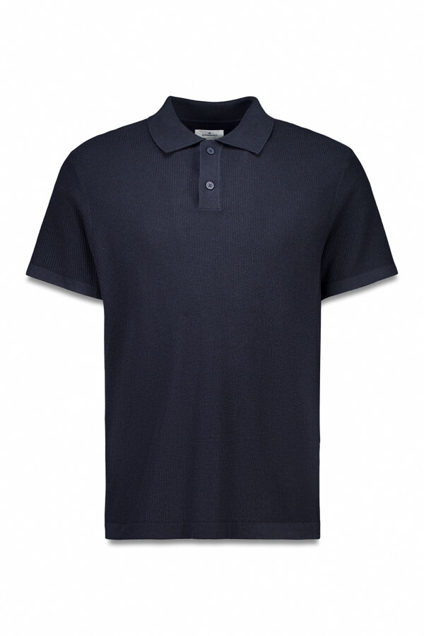 Springfield Suéter estruturado de manga curta com gola polo azul