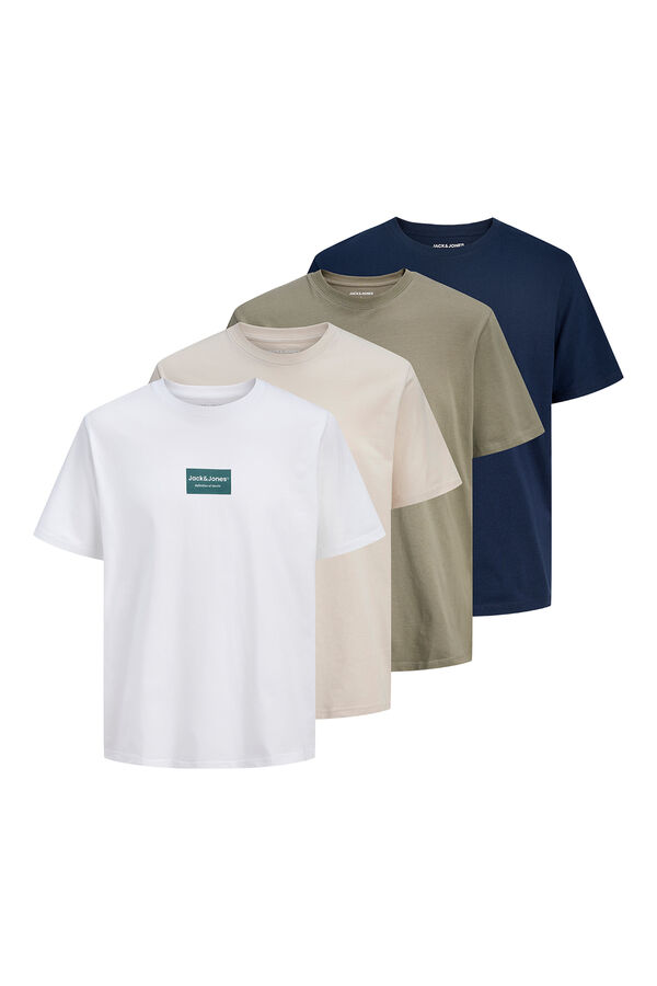 Jack & Jones Pack de quatro T-shirts em algod&atilde;o branco
