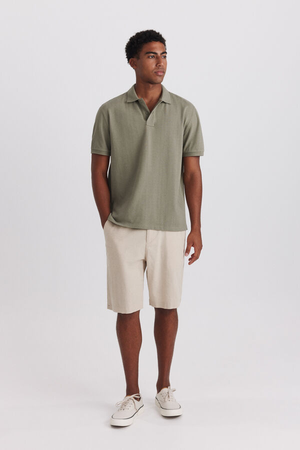 Springfield Polo slim fit com estrutura bege