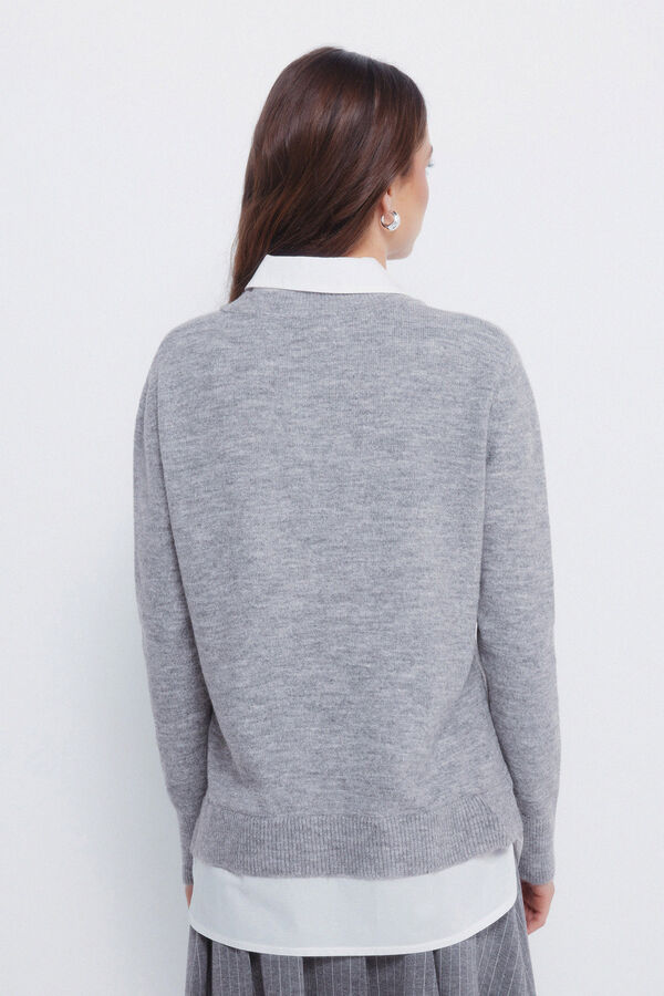 Springfield Camisola de camisa combinada cinzento