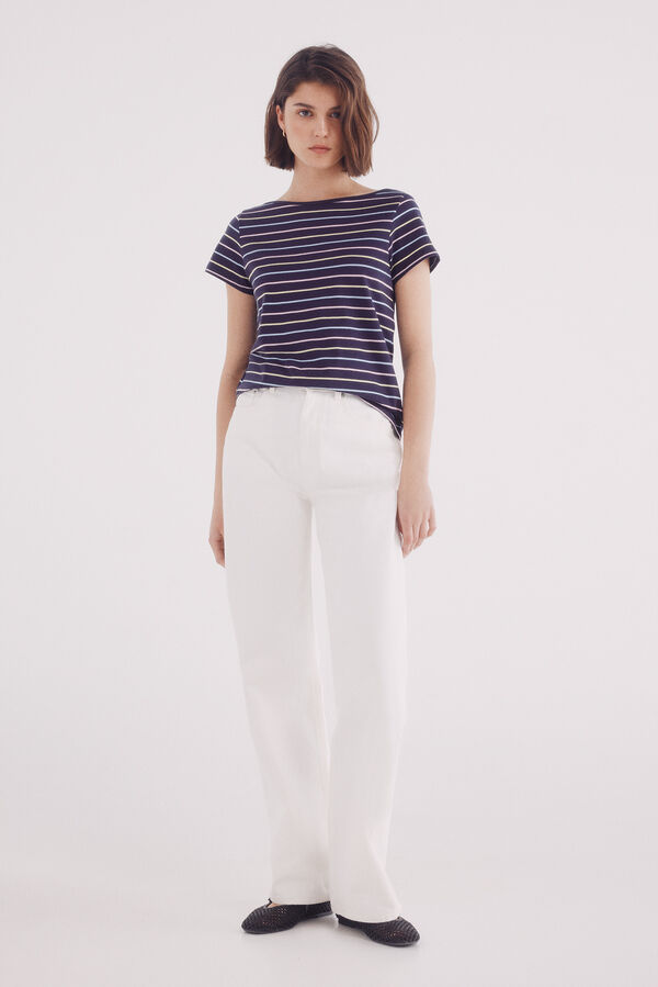 Springfield Semi-fitted boat neck t-shirt blue