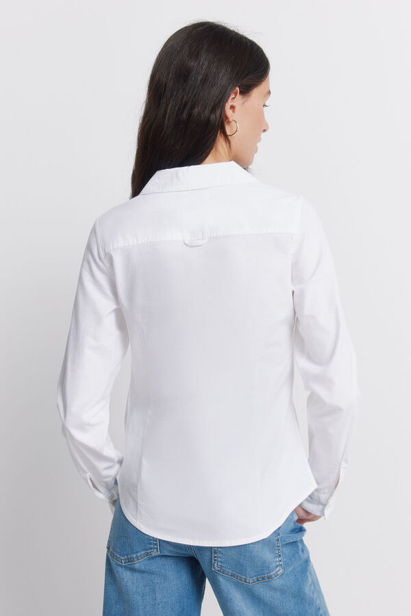 Springfield Camisa Oxford de algod&atilde;o com decote em V branco