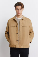 Springfield Sobrecamisa com fecho-&eacute;clair em algod&atilde;o camel