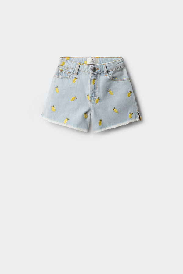 Springfield Kids Shorts denim limão para meninas azul