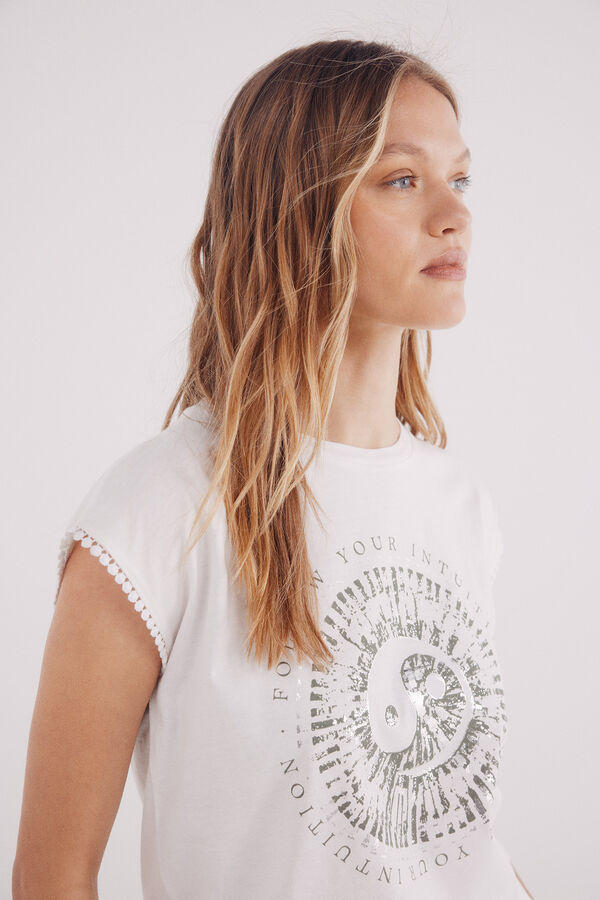 Springfield T-shirt gráfico étnico bege