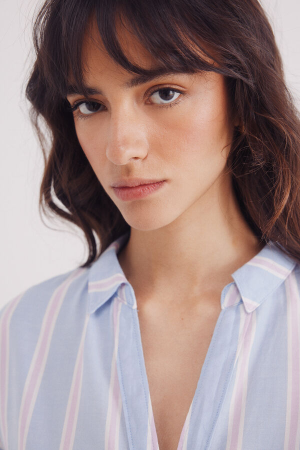 Springfield Camisa Oxford de manga curta azul