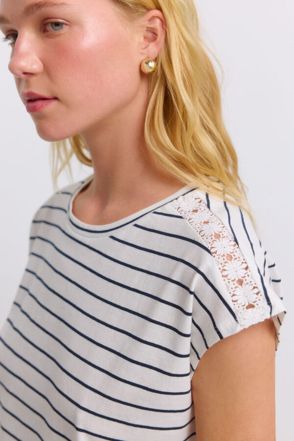 Springfield T-shirt crochet ombro branco