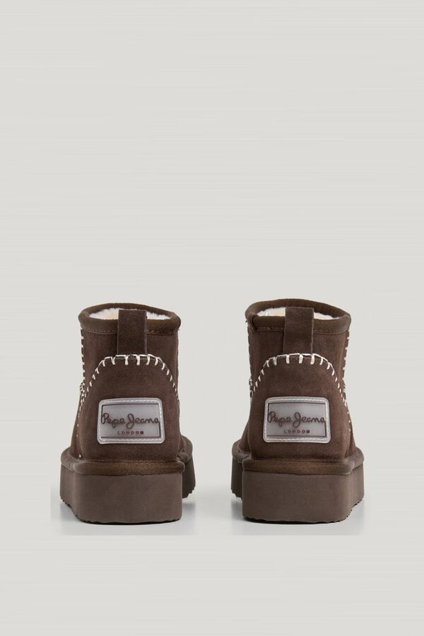Pepe Jeans Botins de camur&ccedil;a com plataforma castanho