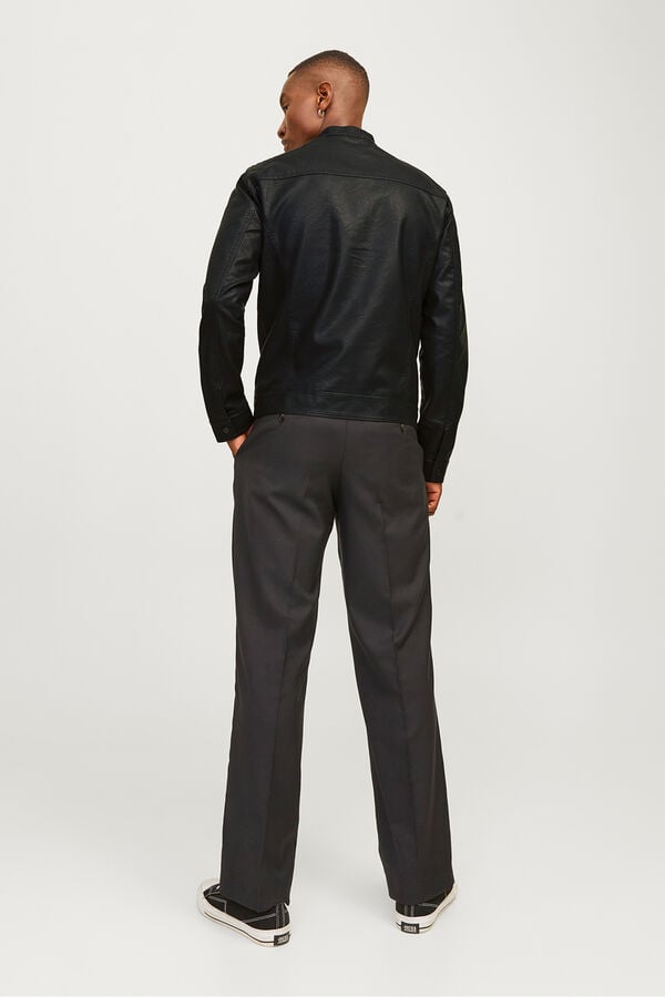 Jack & Jones Cazadora biker sint&eacute;tica negro