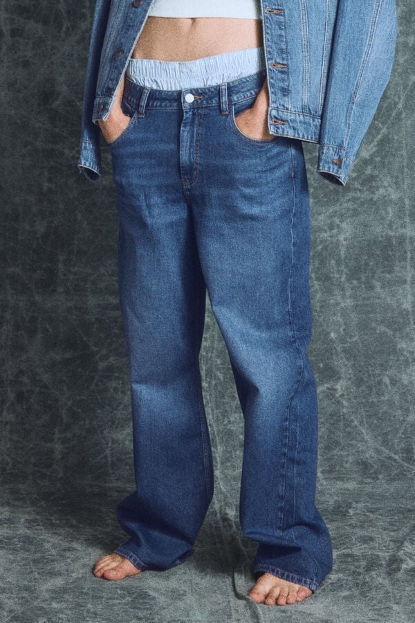 Springfield Wide leg jeans steel blue