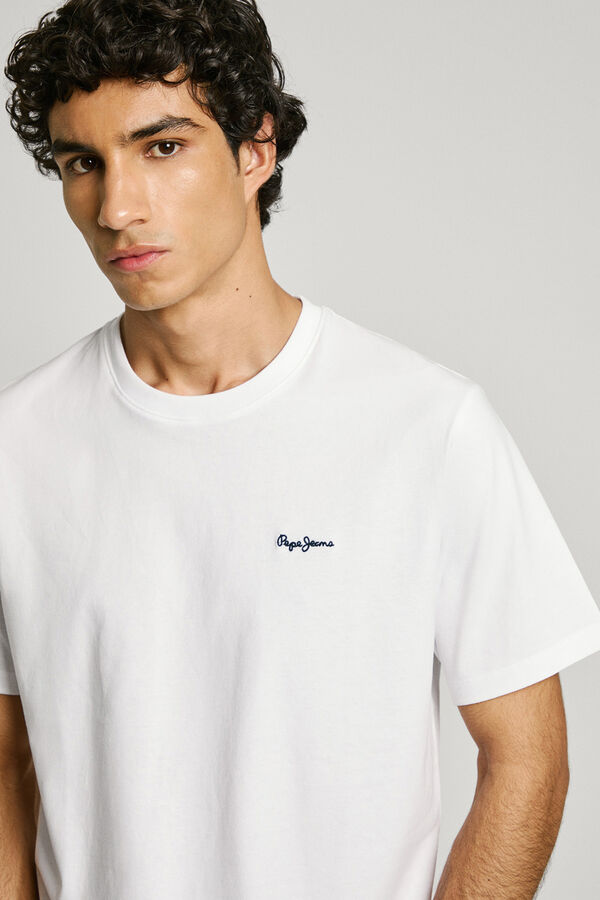 Pepe Jeans Camiseta Logo Bordado Fit Regular blanco