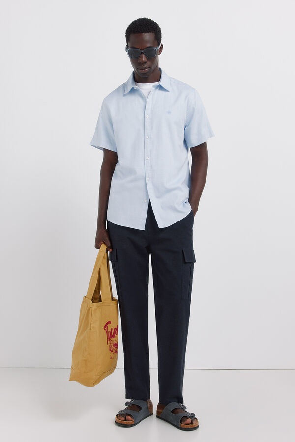 Springfield Camisa manga corta estructura bicolor azul