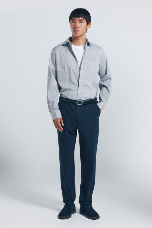Springfield Camisa popelina micro estampado branco