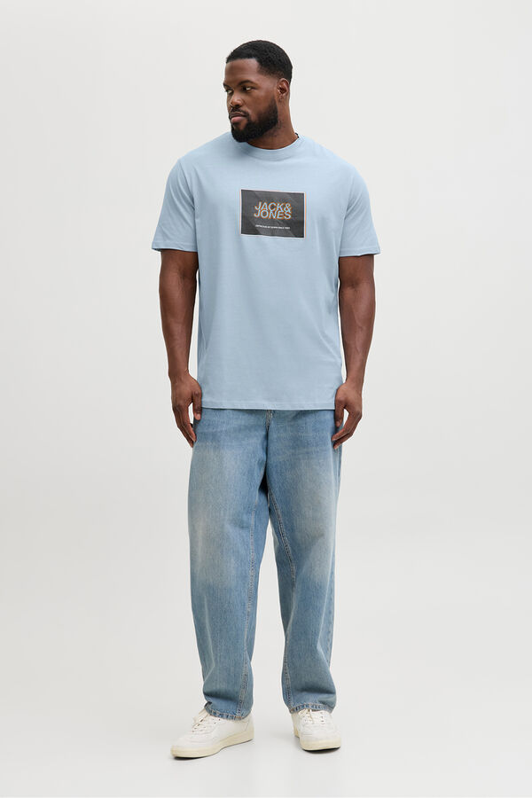 Jack & Jones PLUS T-shirt logo quadrado azul