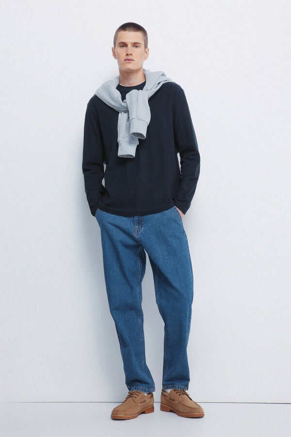 Springfield Camiseta com tecido dupla waffle azul