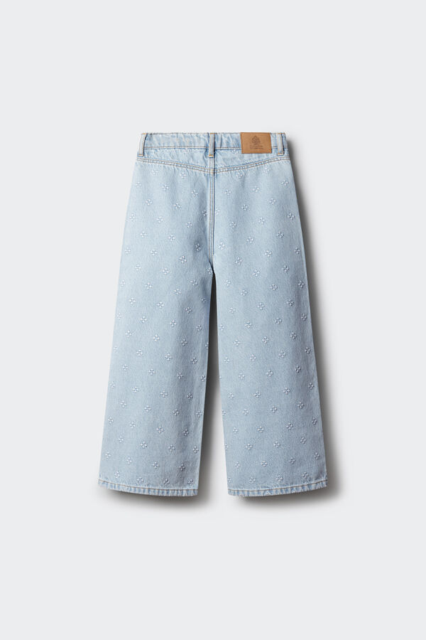 Springfield Kids Jeans culotte bordados para menina azul