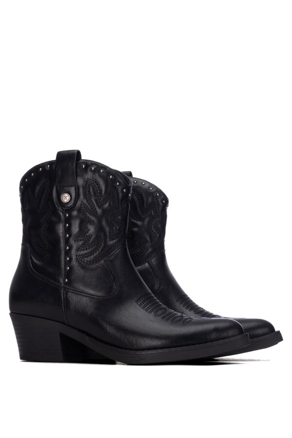 XTI Botim cowboy salto baixo preto