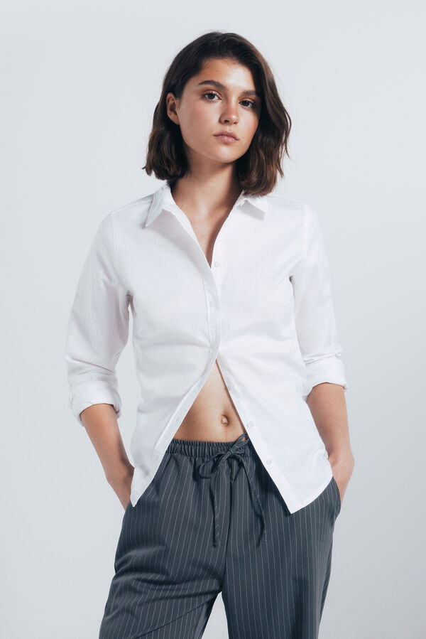 Springfield Camisa de algodão Oxford branco