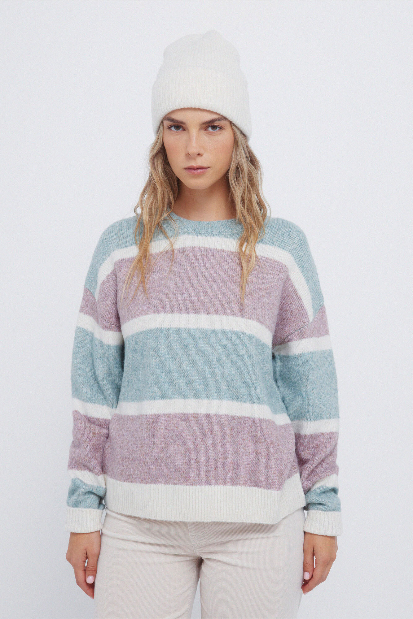 Springfield Camisola riscas lil&aacute;s e verde