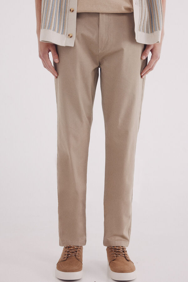 Springfield Calça calças chino slim fit com micro estampa cru