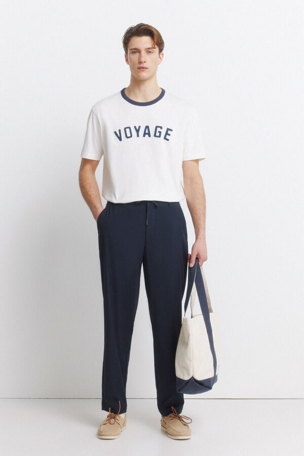 Springfield Straight relaxed fit trousers blue
