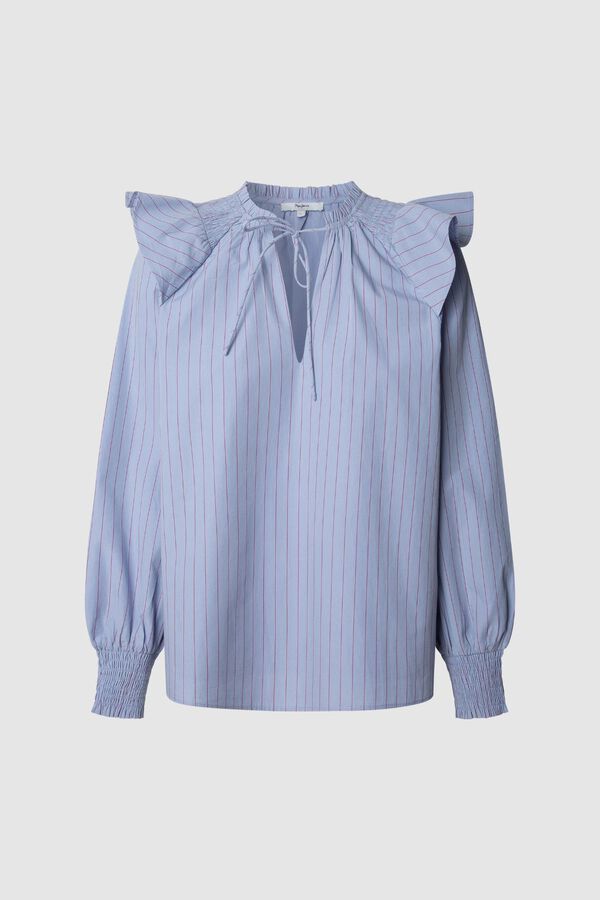 Pepe Jeans Blusa Popelín De Rayas azul