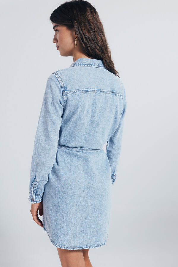 Springfield Vestido vaquero camisero tachas azul
