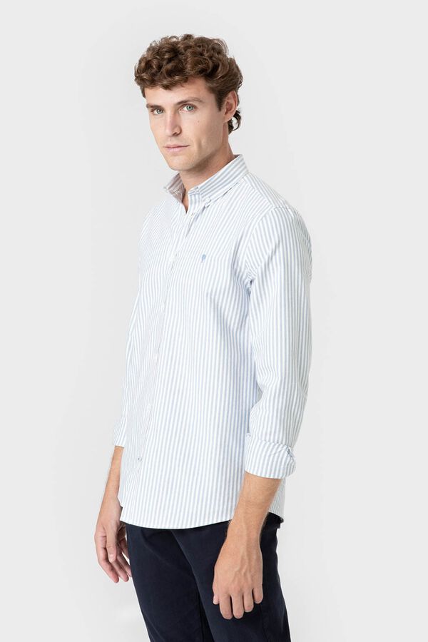 Celopman Camisa Oxford de riscas azul