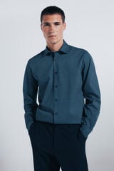 Springfield Camisa popelín micro estampado azul