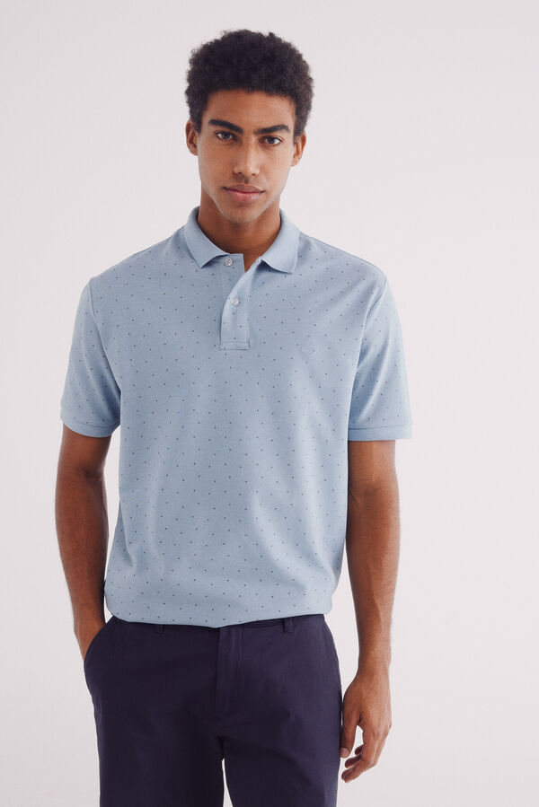 Springfield Polo piqué estampado integralmente regular fit azul