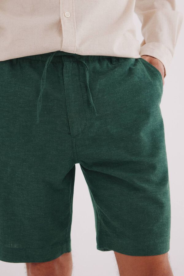 Springfield Bermudas de linho slim fit verde